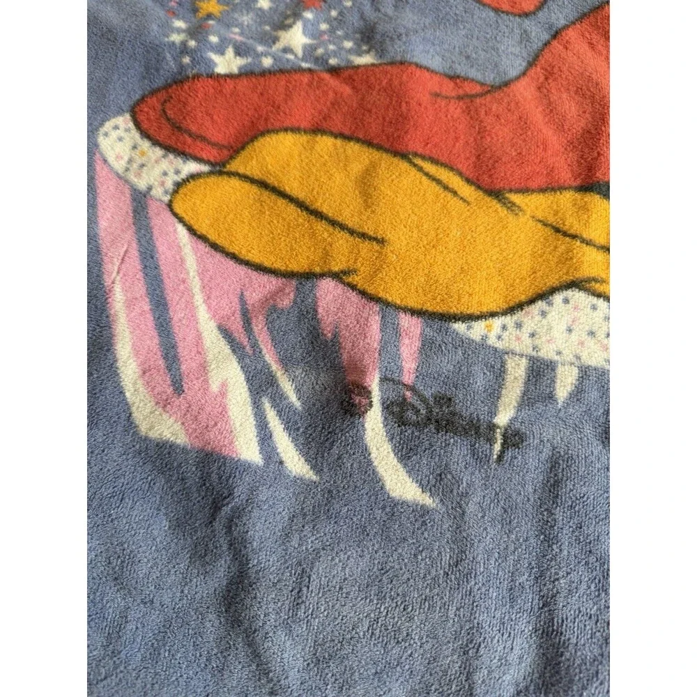 Vintage Disney Sorcerer Mickey Mouse Blue Beach Towel Fantasia Stars
